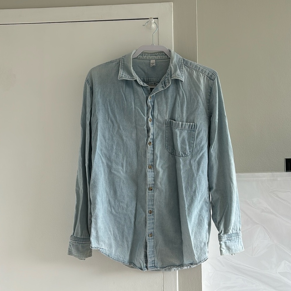 Light denim oversized button down shirt. American Apparel, size medium.